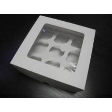 Коробка для 9 капкейков с окном белая