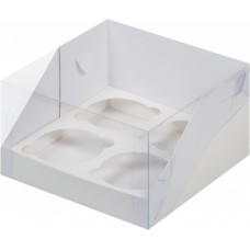 Коробка под  4 капкейка с прозрачной крышкой