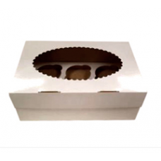 Коробка для 6 капкейков с окном белая/крафт