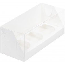 Коробка под  3 капкейка с прозрачной крышкой