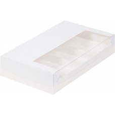 Коробка для  эклеров и эскимо с пластиковой крышкой под 5 шт белая