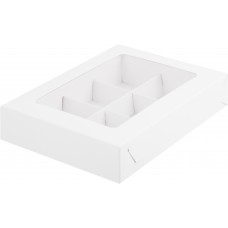 Коробка для 6 конфет с прозрачной крышкой белая
